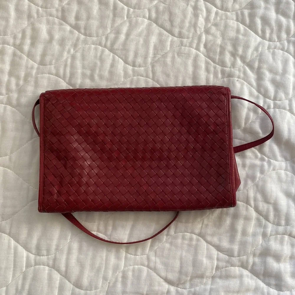 Vintage 80s leather Etienne Aigner woven leather clutch purse - Picture 4 of 5